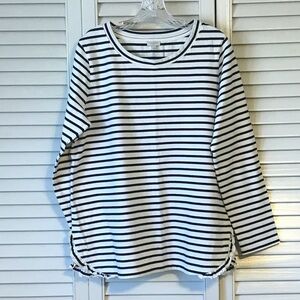 Talbots Black and White Striped Top